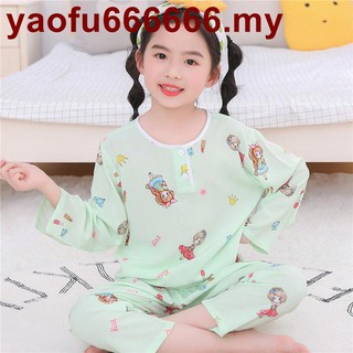 Algodón de seda de los niños pijamas traje de niños y niñas de algodón de seda bebé niños largo- 5.7