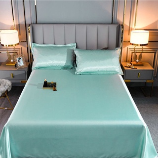 Genuine ins wind color sólido sábanas de seda de hielo sedosas sábanas de dormitorio de estudiantes de verano individual cama doble individual individual (3)