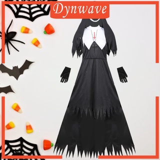 [DYNWAVE] Conjunto de Cosplay de fiesta de Halloween para mujer, Medieval, monja, disfraz de fiesta (4)