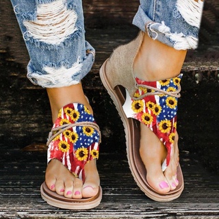 [QSDALEN] mujer verano independencia día cremallera zapatos playa dedo del pie abierto sandalias transpirables