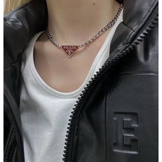 Prada Fashion Necklace Triangle Nail Titanium Steel Women's Jewelry (5)