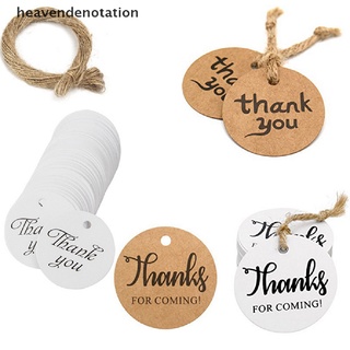 [heavendenotation] 100Pcs Thank you Kraft Paper Gift Packaging Tags Handmade Party With 20M Twine