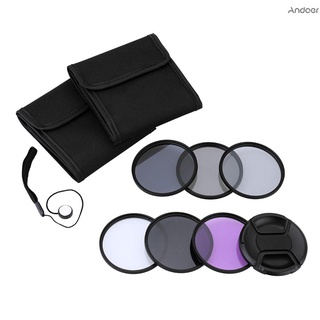 ✧ Andoer 52mm UV+CPL+FLD+ND(ND2 ND4 ND8) Kit de filtro de fotografía juego de filtro ultravioleta Circular polarizante fluorescente de densidad Neutral para Nikon Canon Sony Pentax DSLRs