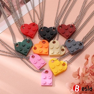 Collar colgante colorido de moda creativa en forma de corazón Lego clavícula cadena collar accesorios de joyería regalo para mujer—BESLA
