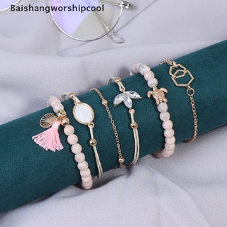 bswc 6 unids/set rosa bohemia cuentas pulseras brazaletes mujeres cadena de muñeca pulseras regalo caliente