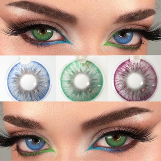 UYAAI 1 par de lentes de contacto de Color para ojos glaciar serie verde azul Pupilentes accesorios de belleza con contenedor de lentes