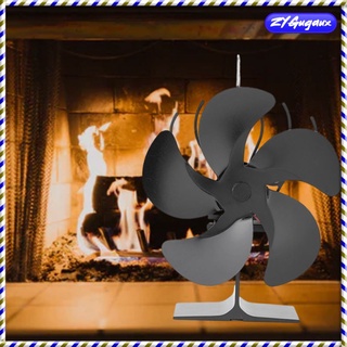 Large 5/6/7 Blade Heat Powered Wood Stove Eco Friendly Fan Quiet Fireplace Wood Log Burning Fan for Efficient Heat Distribution Black
