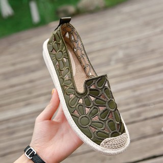 Popular zapatos de las mujeres 2020 verano nuevo lino hierba pescador zapatos bordados zapatos de las mujeres versión de solo zapatos de las mujeres de fondo plano kasut perempuan