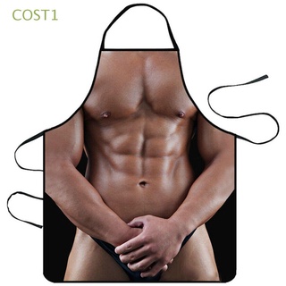 COST1 Novelty Muscle Men Baking Apron Gift Funny BBQ Chef Men Bib Cooking Party Creative Kitchen Costume