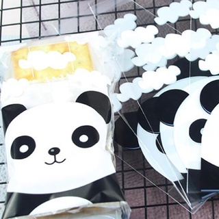 100 unids/bolsa de panda patrón transparente bolsa de regalo bolsa de galletas (2)