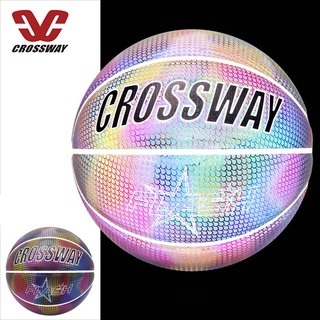 CROSSWAY Holográfico No . 7 PU Reflectante Bola De Baloncesto Resistente Al Desgaste Luminosa Noche Brillante Deslumbrante Negro (3)