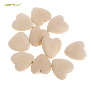 MUT Mini Wood Love Hearts Bead 20mm No Varnish DIY Beads Baby Teether Wooden Teething Beads