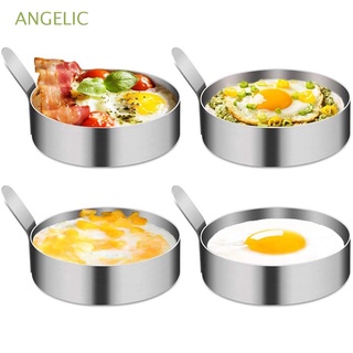 ANGELIC 2/4PCS Egg Frying Mold Cooking Pancake Shaper Egg Ring With Handle Kitchen Stainless Steel Round Nonstick Baking Omelette Mould