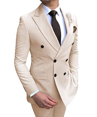 hombres trajes 2 piezas slim fit casual negocios groomsmen gris verde marfil solapa esmoquin para traje de boda blazer pantalones chaleco