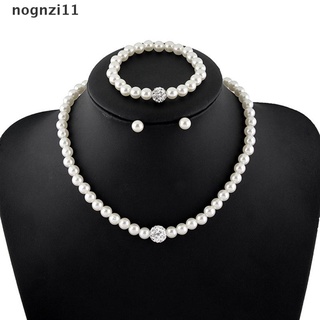 Set De joyas De lujo collar y aretes y pulsera con perlas (Bigsale)