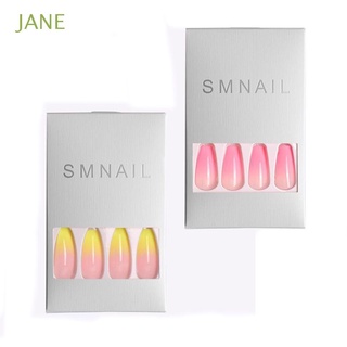 JANE Acrylic False Nails Matte Ballerina Nails Coffin Fake Nail Extension Art Manicure Full Cover Nail Tips
