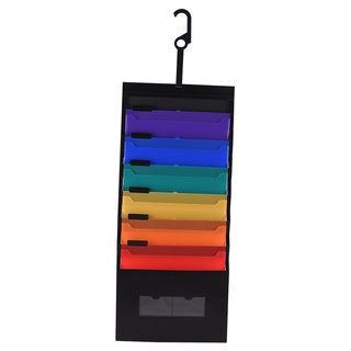 6 Pockets Hanging File Folder Accordian File Organizer A4 Size Wall Organizer Rainbow Color for Home Office School