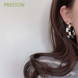 Preston Retro mujeres pendientes minimalismo estilo aro pendientes diario Color caramelo elegante en forma de C 925 aguja de plata moda joyería oreja pernos/Multicolor