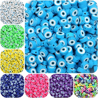 30 piezas de 10 x 4 mm forma redonda ojos del diablo Multicolor polímero perlas de arcilla Rondelle suelta espaciador cuentas para bricolaje joyería hacer pulsera collar (1)