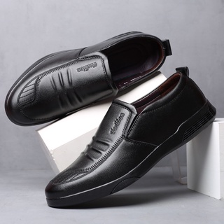 Los hombres Formal de microfibra zapatos de cuero padre ocio deslizamiento en zapatos negro
