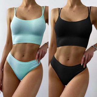 Greenwings bikini cómodo De color sólido para mujer con tirantes Sexy