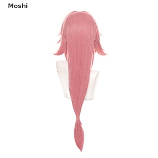 moshi genshin impact yae guuji cosplay peluca 80 cm rosa recta peluca resistente al calor pelo (3)