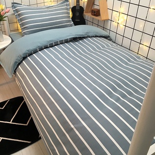 Estudiante dormitorio rayas cuadros cama individual de tres piezas de cuatro piezas dormitorio niña ropa de cama edredón funda de almohada sábana de cama