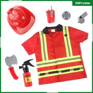 Fireman Costume Set Fancy Firefighter Tools Boys Role Play Toys Drama Props