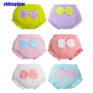 Shk niños 100% algodón ropa interior bragas niñas bebé bebé lindo arco grande pantalones cortos (6)