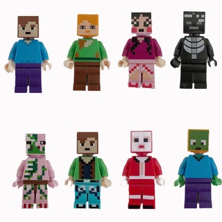 8PCS Minecraft Minifigures Bloques De Construcción Lego Compatible Muñeca Mini Pixel Cabeza Cuadrada Figuras De Muñecas Ladrillos Niños Diy Personajes De Dibujos Animados Juguete