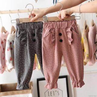 babysmile niñas pantalones de algodón lunares impresión pantalones casual volantes decoración pantalones ropa