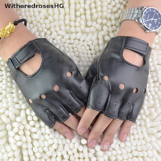 (witheredroseshg) guantes de cuero negro sin dedos conducción moda hombres mujeres medio dedo guantes nuevos en venta (2)