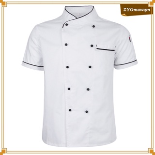 chef\\\'s chaqueta uniforme de manga corta hotel cocina chef\\\'s abrigo abrigo blanco (1)