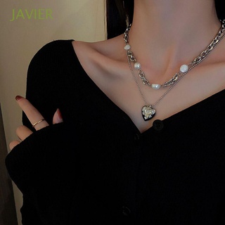 Javier Para niñas colgante De perlas De doble capa Cristal cadena De Clavícula gargantilla collar Coreano/Multicolor