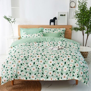 [hulianhome] Juego de ropa de cama de calidad Jazmine verde 4 en 1, funda de edredón suave y sábana con 2 fundas de almohada