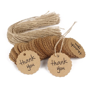 100pcs Thank You Kraft Paper Gift Tags Store Food Packing Sales Tags Labels