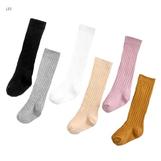 les 6 pares de calcetines largos de color sólido hasta la rodilla para bebés/niños/calcetines de primavera a rayas