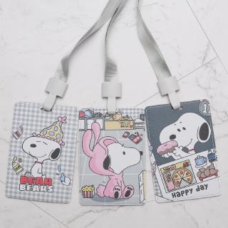 Snoopy cartoon sling document cover work tag colgante cuello bolsa protectora etiqueta de equipaje