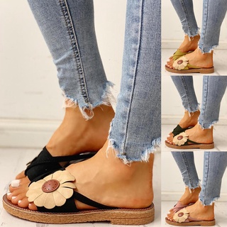 [STS] verano de las mujeres de las señoras Casual plano Retro zapatillas zapatos de flores sandalias sandalias chanclas