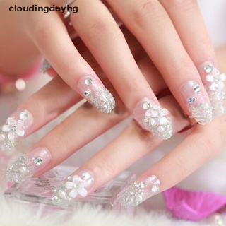 cloudingdayhg 3d novia boda falsas uñas artificiales puntas francés blanco stud dedo productos populares (5)