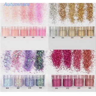Autu 18 botellas de arte de uñas lentejuelas relleno brillo polvo UV resina epoxi pigmento polvo manicura DIY dedos belleza decoración