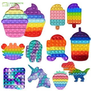 Rainbow Pop It Fidget Juguetes Empuje Burbuja Sensorial Squishy Alivio Del Estrés Autismo Necesidades Anti-Para Niños Adultos