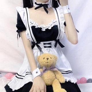 [Mejor Maquillaje] Disfraz De Sirvienta Japonés Anime Vestidos De Dama Con Delantal Clásico Lolita Mujer Dulce Doncella Para Halloween