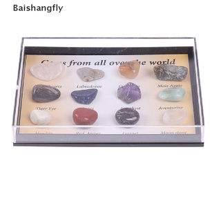 [bsf] 12 piezas/caja de piedras chacras/piedras naturales/reiki/cristal curativo/piedras de cristal/ágata