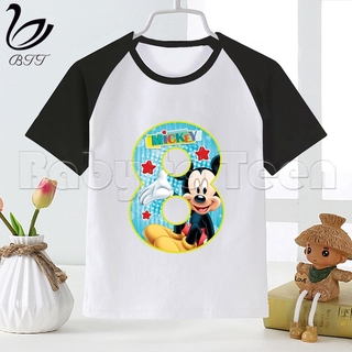 ratón números de cumpleaños 1-9 niños camiseta para niños ropa de manga corta moda divertida camisetas top impreso camisetas