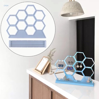 Chua DIY joyería Show Rack molde de resina pendientes hexagonales soporte de exhibición molde de silicona