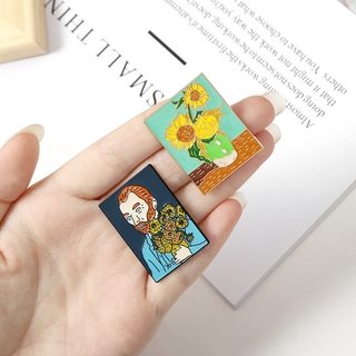 Oil Painting Enamel Pins Custom The Scream Sunflower Van Gogh Brooches Bag Clothes Lapel Pin Badge Art Jewelry Gift for Friends (4)