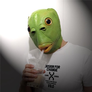 Máscara de cabeza verde divertido Animal cabeza de pescado lindo Halloween rendimiento Props zhangli133.myGreen