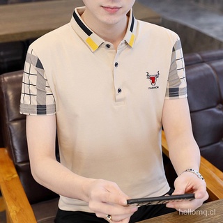 Nuevo veranoPOLOCamisa de manga corta para hombreTCamiseta estilo coreano moda juvenil ropa de los hombres camiseta de solapa (2)