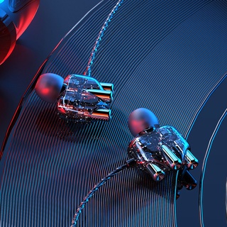 auriculares con cable diseño ergonómico anti-bobina transparente multi-core móvil bobina auriculares con micrófono para música (1)